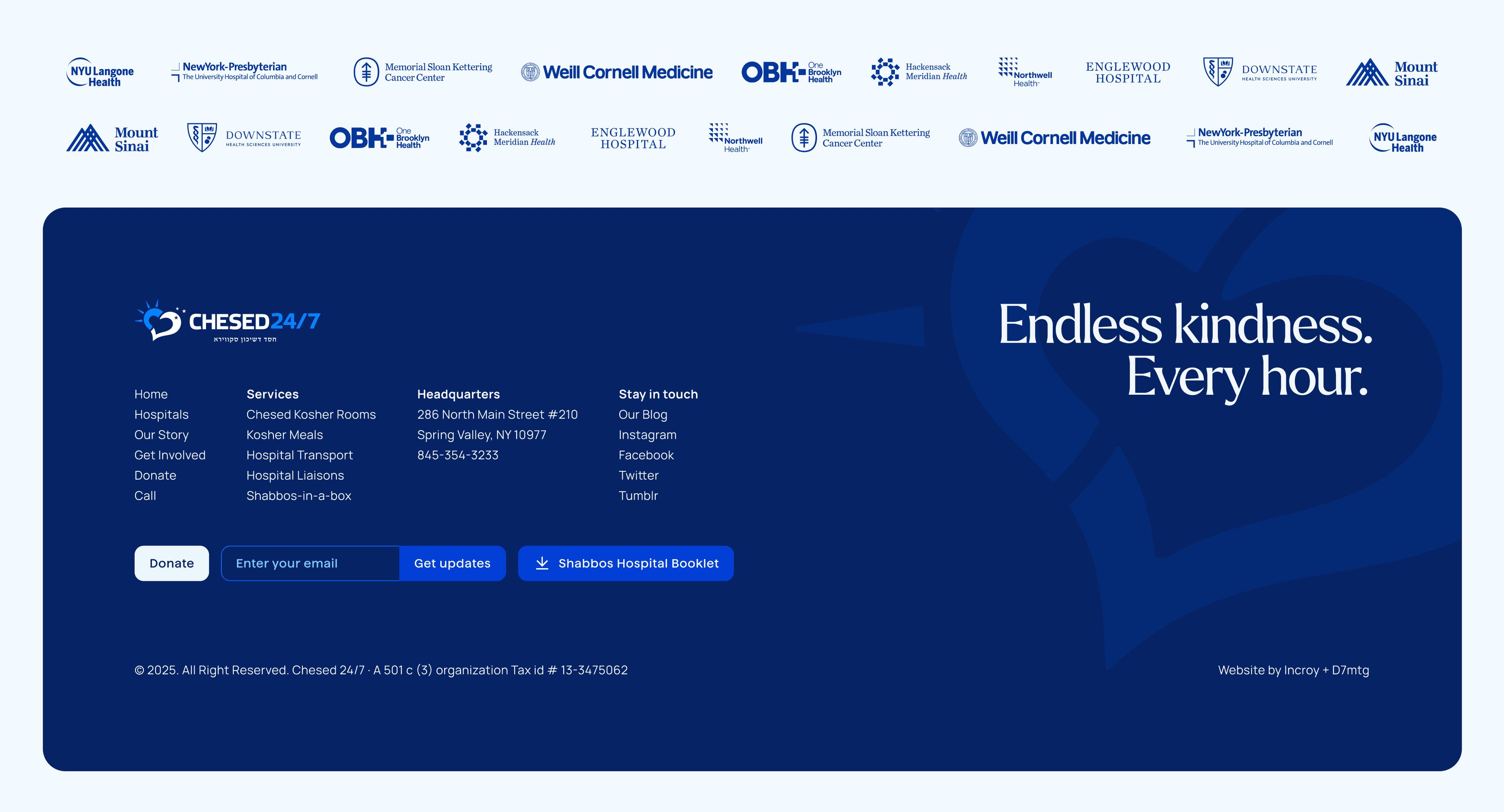 Chesed 24-7 Hospital Partners NYU Langone NewYork-Presbyterian Mount Sinai Northwell Footer