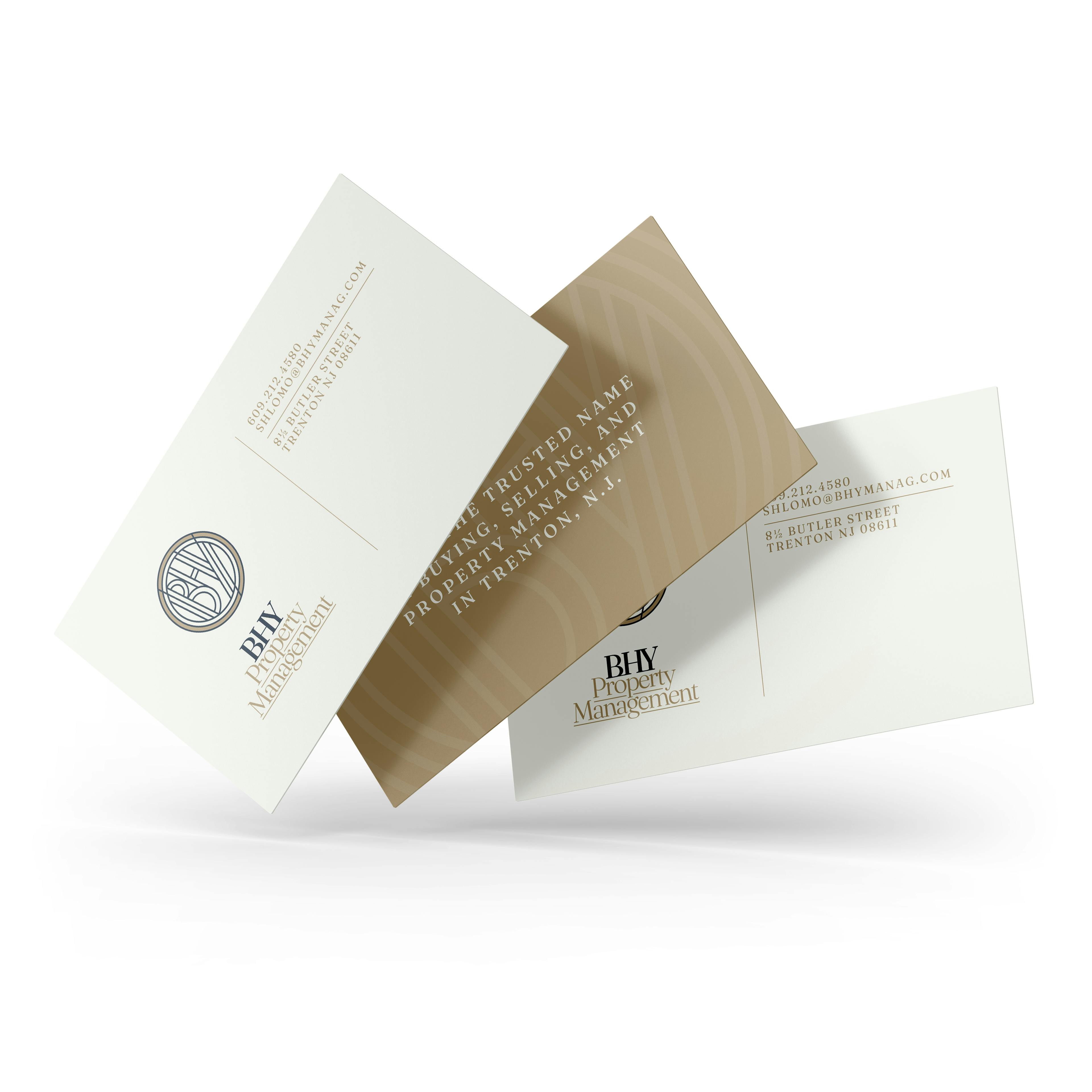 bhy property management business cards, branding by d7mtg