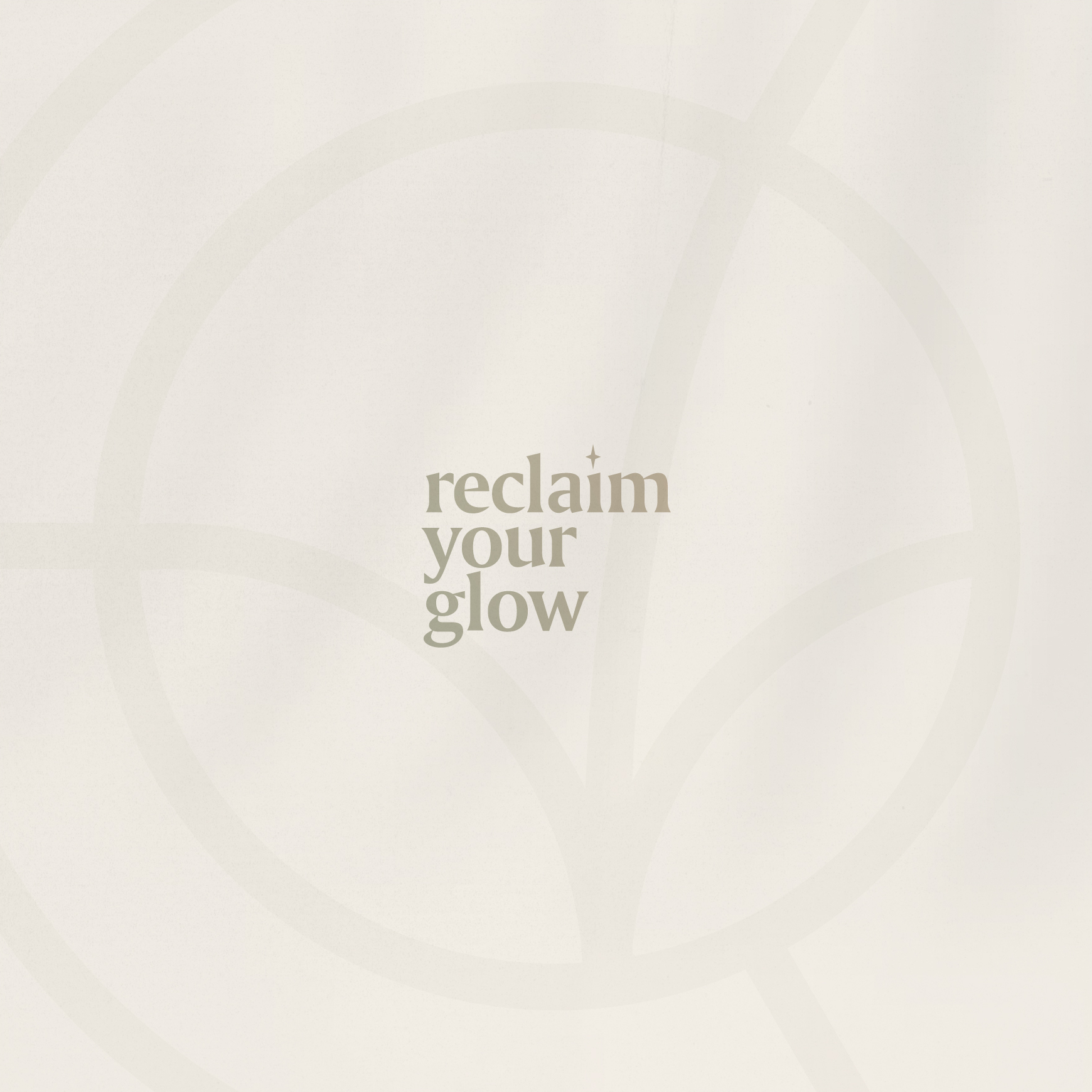Skin color background with the words reclaim your glow.